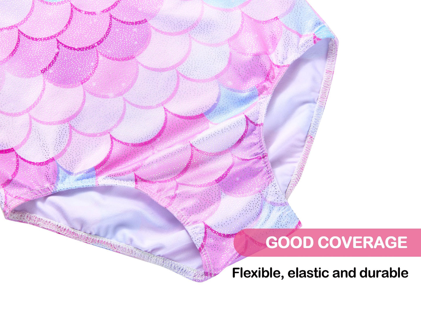 Domusgo Gymnastics Leotards for Girls 5-6 Years Old Pink Mermaid Sparkly One Piece Tumbling Outfits