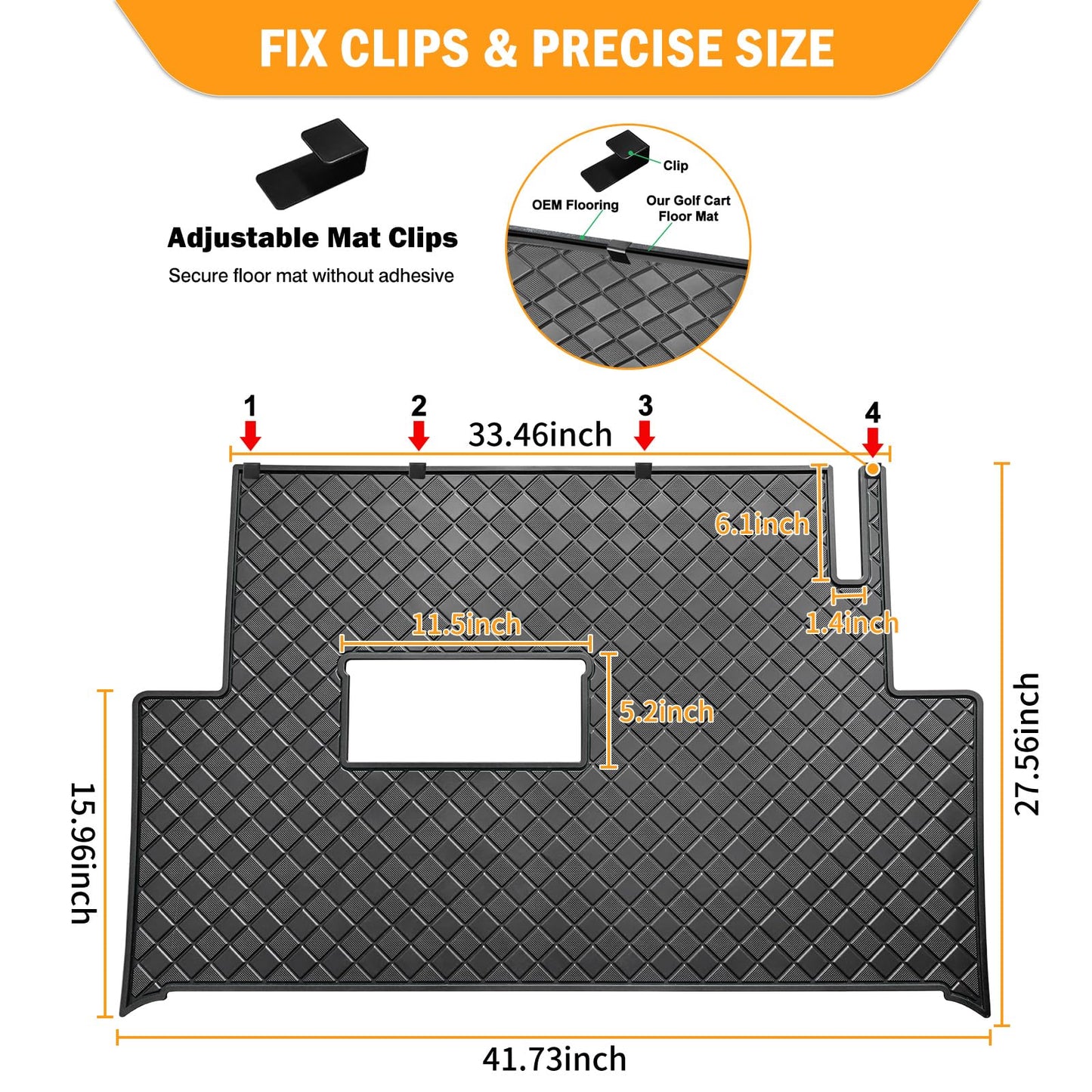 Club Car Precedent Rubber Floor Mat,Upgraded Non-Slip Full Coverage Liner Mat Fit Club Car Precedent 2004-2025,Onward&Tempo 2017-2025,Villager&V4L 2019-2025,8MM Thick Heavy Duty Rubber Mats Black Trim