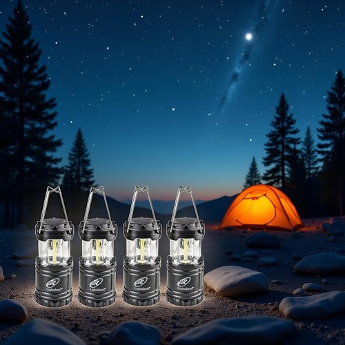 Lightahead Portable Outdoor LED Camping Lantern Set - Collapsible, Black | Ideal for Emergencies & Backpacking