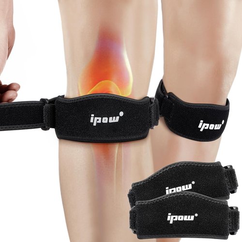 IPOW Knee Strap - Adjustable Patellar Tendon Support for Pain Relief | 2 Pack for Sports & Recovery