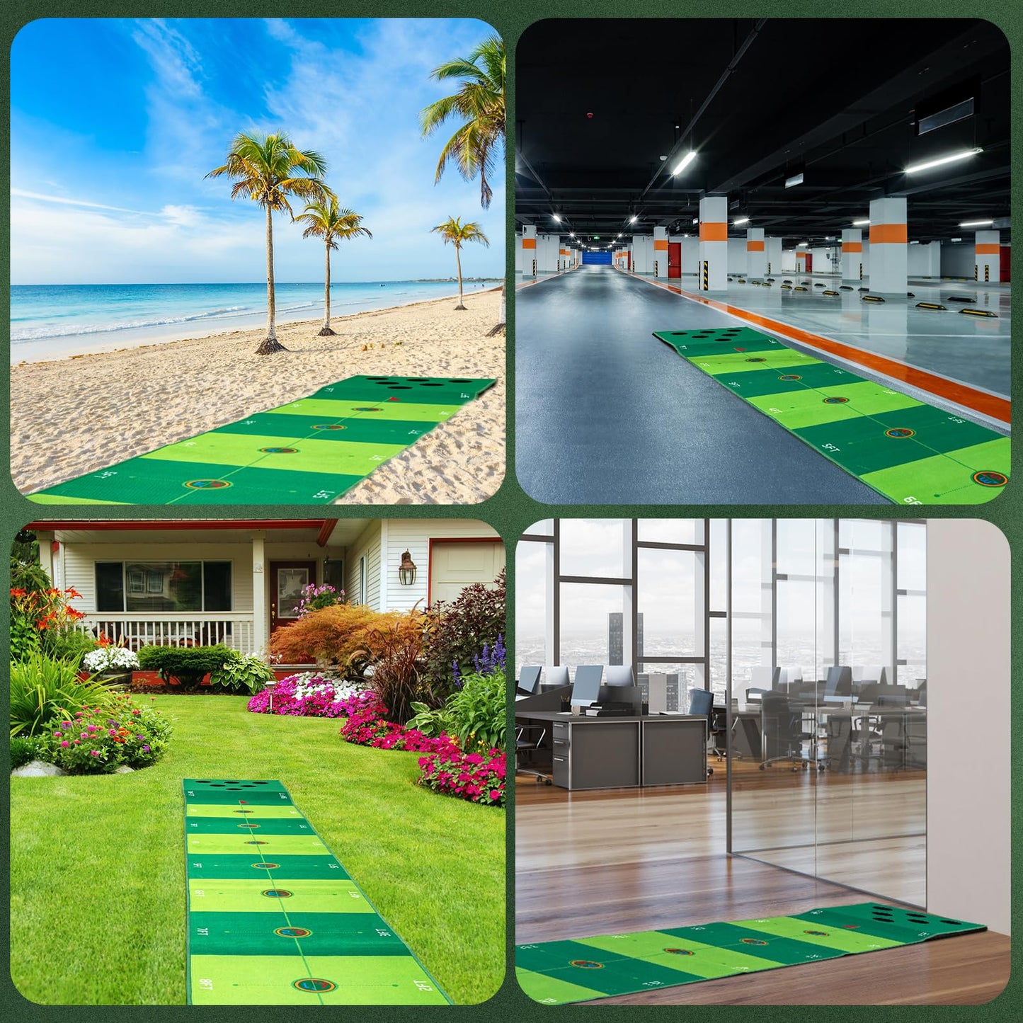 Golf Putting Game Putting Green Golf Putting Mat Indoor Outdoor Pratice Golf Game Set for Office Backyard Party (16x126in)