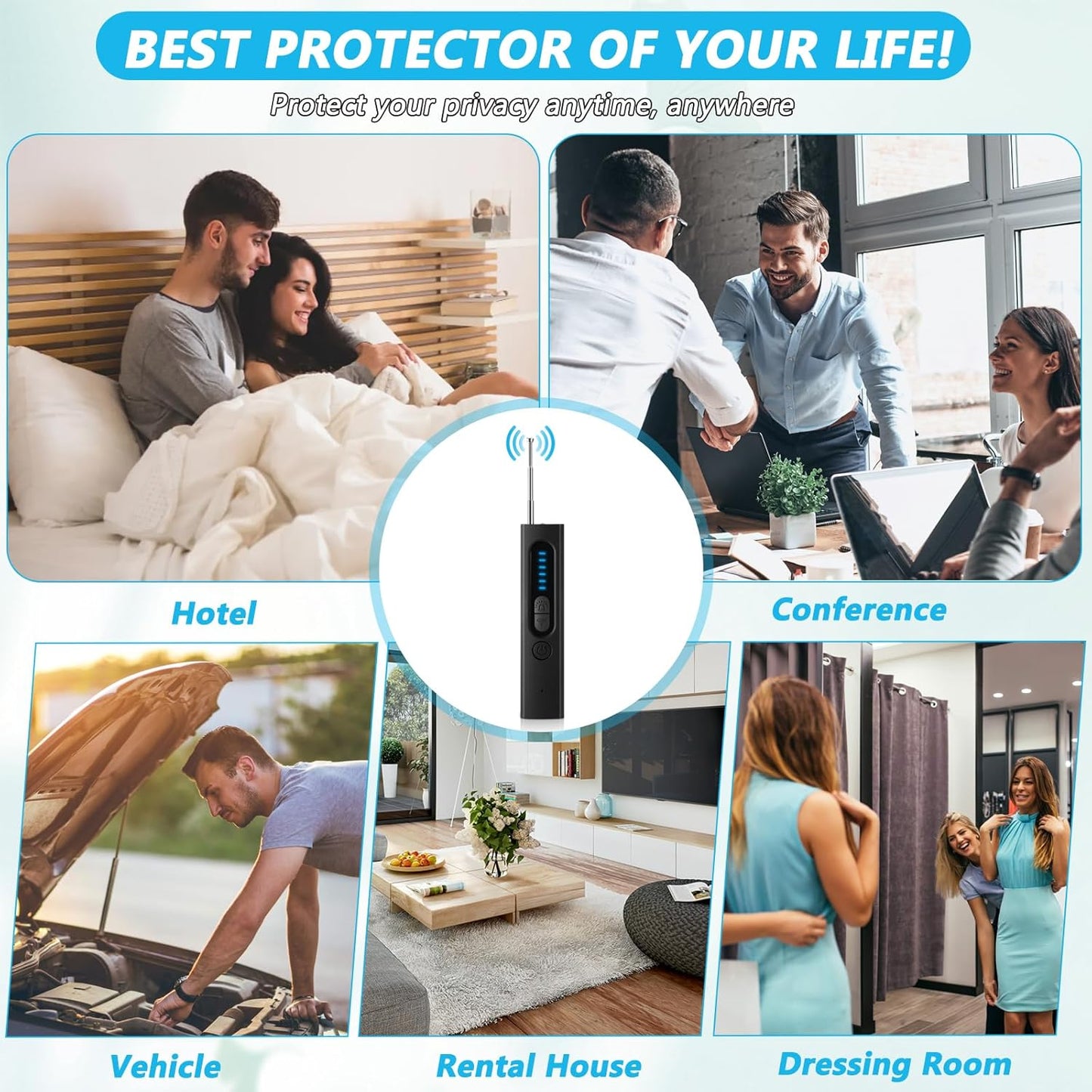 Anti-Spy Hidden Camera & GPS Tracker Detector - RF Signal Bug Sweeper, 30H Battery Life