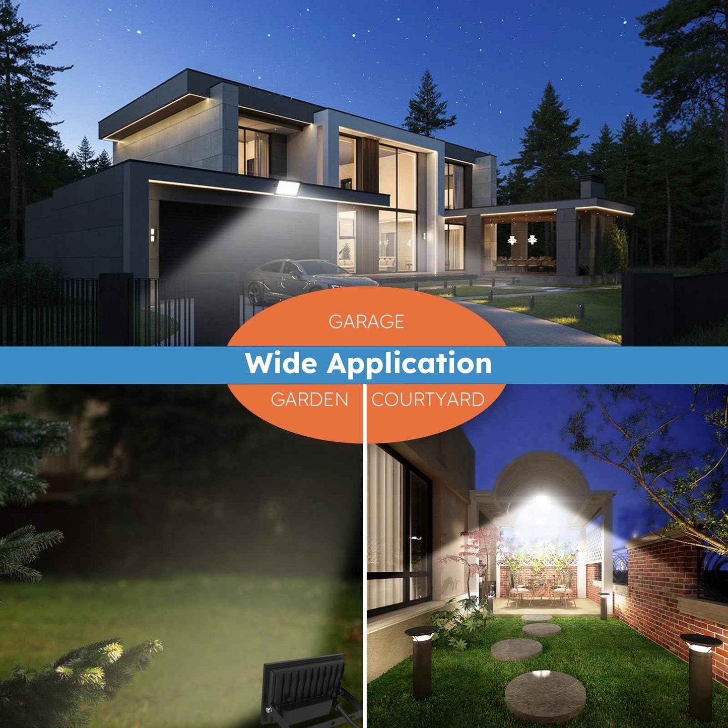 Madewell Living 2-Pack 30W LED Flood Lights Outdoor – 5400 Lumens Super Bright Security Lighting, IP66 Waterproof, 5000K Daylight – Energy-Efficient Outdoor Lights for Garage, Garden, Lawn, Backyard