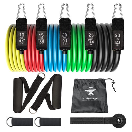BodyForge Resistance Bands, Exercise Bands，Resistance Bands for Working Out, Work Out Bands with Handles for Men and Women Fitness, Strength Training Home Gym Equipment $averPak (1 Pack)