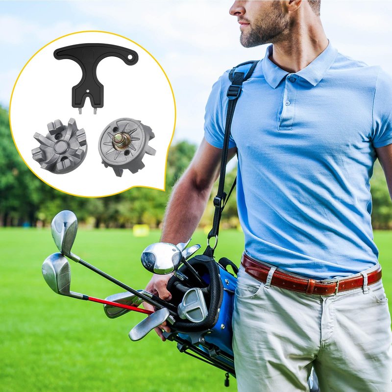 Lanties 31 Pcs Golf Spikes Set with 30 Golf Cleats Replacement and Black Cleats Spanner for Shoes Metal Thread Screw 6 mm Dia Spike Tool Accessories for Lawn Outdoor Cricket Shoe Player Lover(Grey)