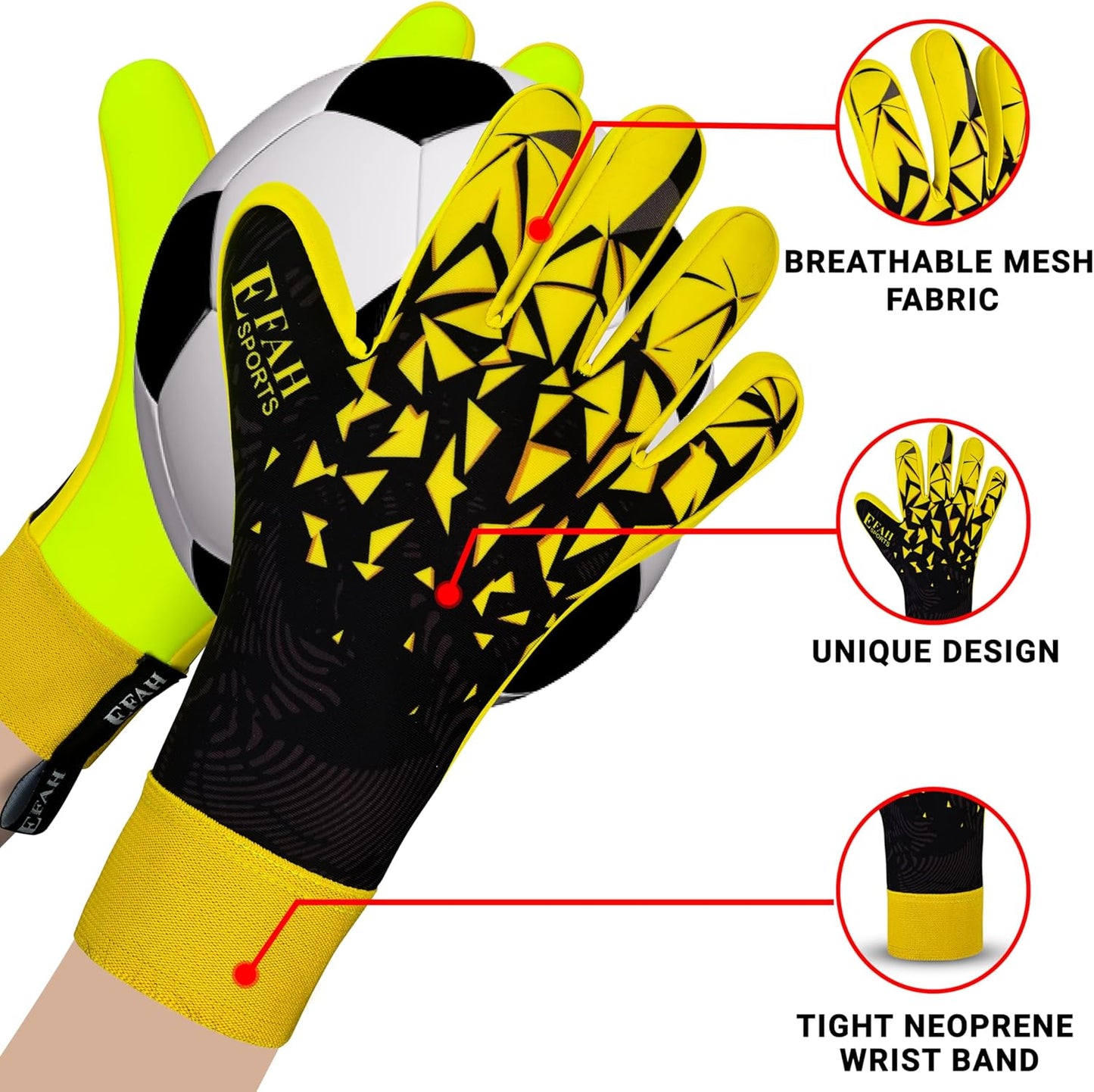 Regine Soccer Goalkeeper Gloves - Professional Grip & Protection for Kids and Adults | Youth Sizes Available