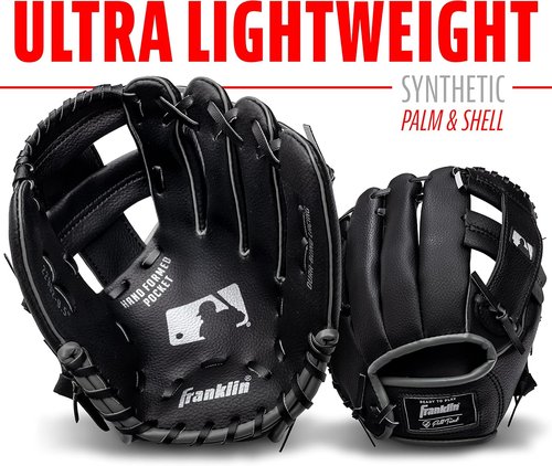 Franklin Sports Kids Baseball Gloves - RTP Youth Teeball Glove & Ball Set | 9.5" Mitt for Boys & Girls