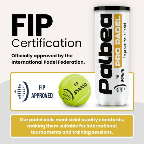 Palbea PRO Padel Balls. 6 Tubes of 3 Padel Tennis Balls FIP Approved. Paddle Balls Made of HV Felt for Training and Tournament. Suitable for Any Surface or Sites.