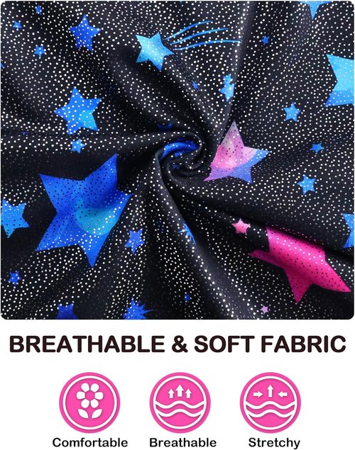 Domusgo Gymnastics Leotards - Sparkly Black One-Piece Tumbling Outfit for Girls Ages 10-12