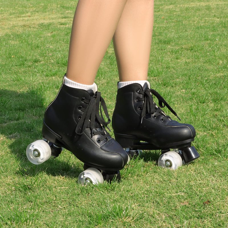 Roller Skates for Men and Women, Professional Outdoor Indoor, Adjustable Four Wheel Senior Roller Skates(Women's 9.5 / Men's 8.5)