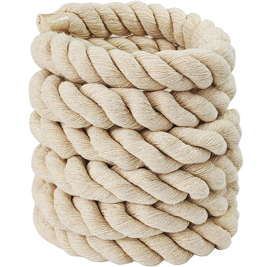 Natural White Cotton Rope 4/5 inch x 10 ft,Tug of War Rope,Twisted Cotton Ropes for DIY Crafts Decoration,Swing,Tug of War,Pet Toys