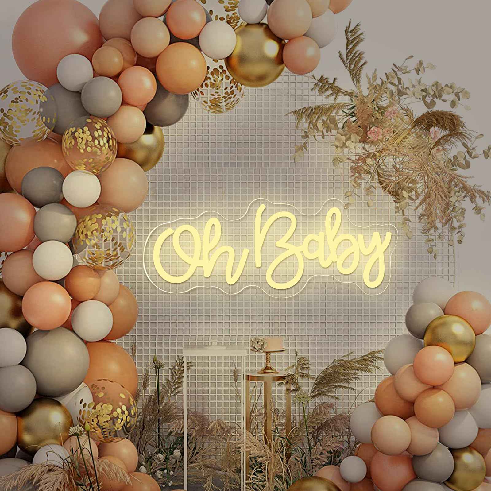 Oh Baby Neon Sign, Oh baby Light Up Sign USB Powered for Backdrop Baby Shower, Birthday, Wedding Decor (16" x 7", Warm White)