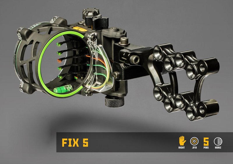 Trophy Ridge Fix Bow Sight, 5 Ultra-Bright 0.019" Horizontal Fiber Optic Pins, Includes Everything You Would Need, Micro-Adjustable Pins, Increased Accuracy, Innovative Design