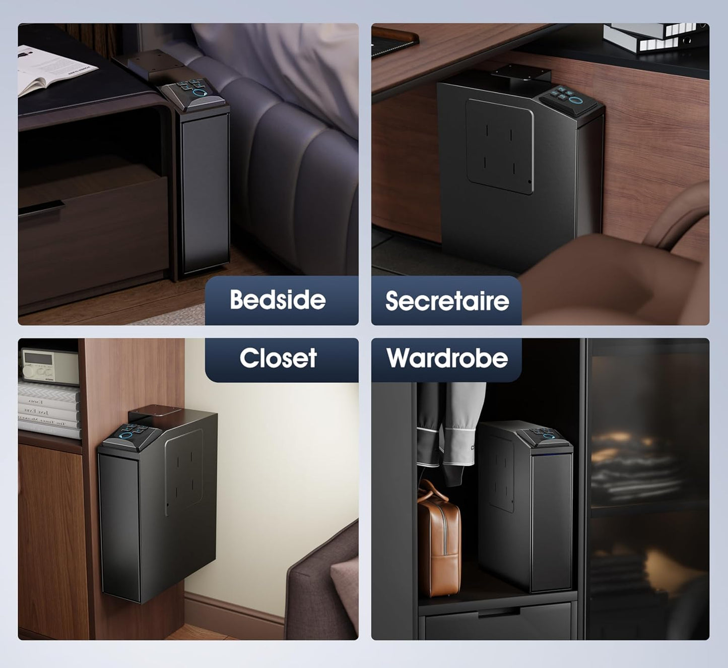 ORARAER Biometric Gun Safe - 4 Ways to Unlock with Fingerprint, Key & PIN | Compact Nightstand Pistol Lock Box