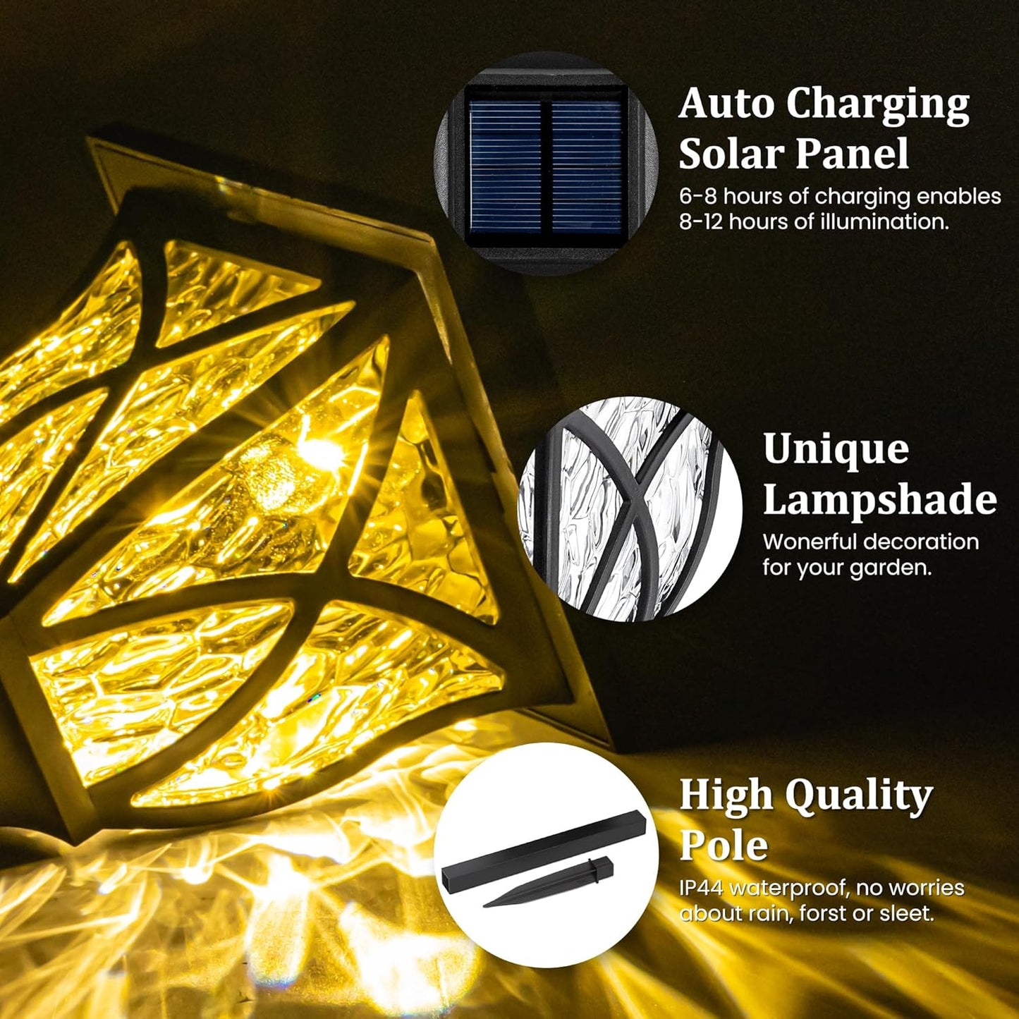 8 Pack GIGALUMI Waterproof LED Solar Garden Lights - Outdoor Patio & Landscape Decor