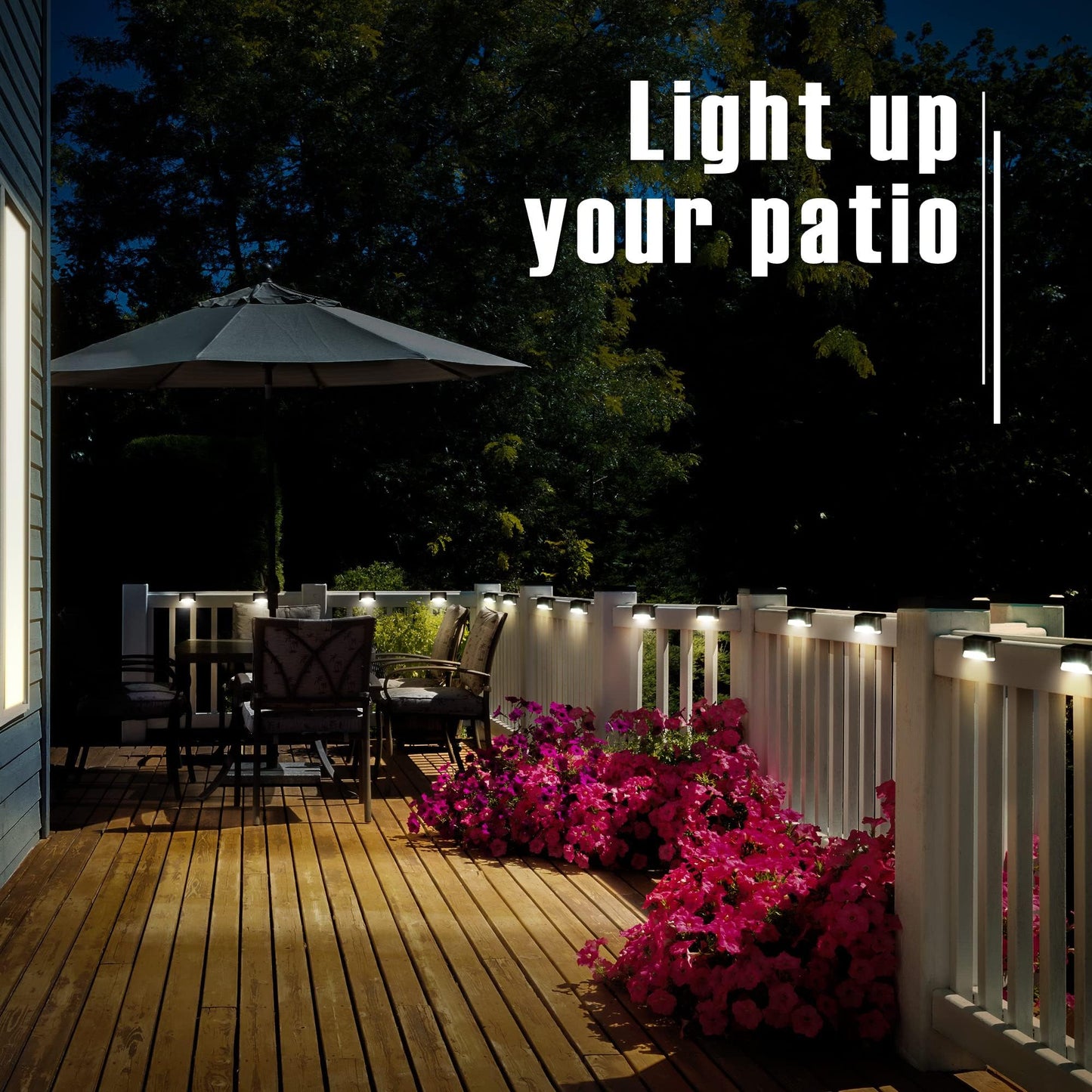 PATIOWIN Solar Deck Lights Outdoor, Solar Step Lights Waterproof Led Lights for Outdoor Stairs, Step, Fence, Patio,Yard,Porch and Balcony(12 Pack,Warm White)