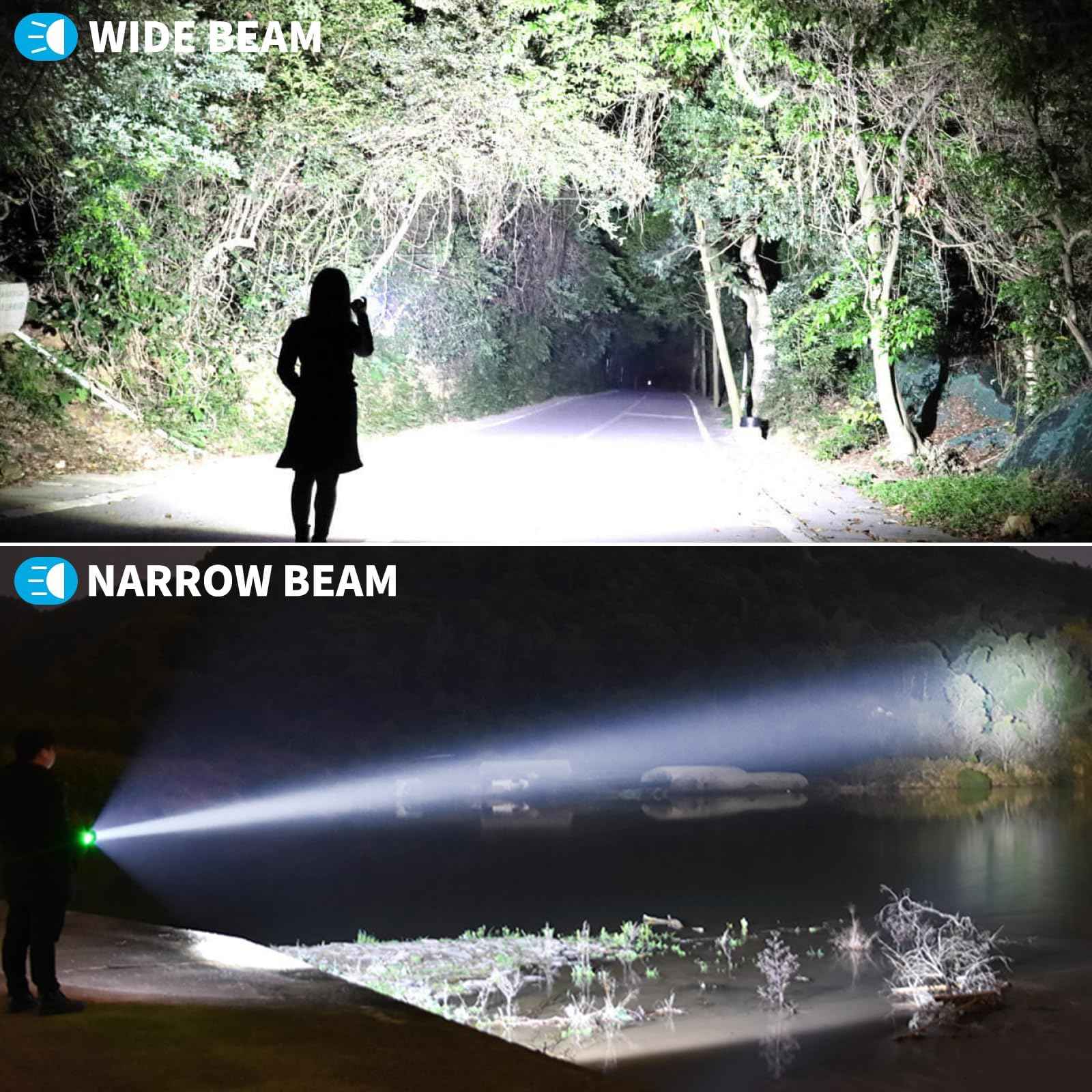 KINGCAESAR Rechargeable Flashlights 3000 High Lumens, Super Bright Flash Light with 2 Cob Light, High Powered LED Flashlights with 4 Modes, 7200 ɱAh & 24 Hours, IPX7 Waterproof for Outdoor, Home