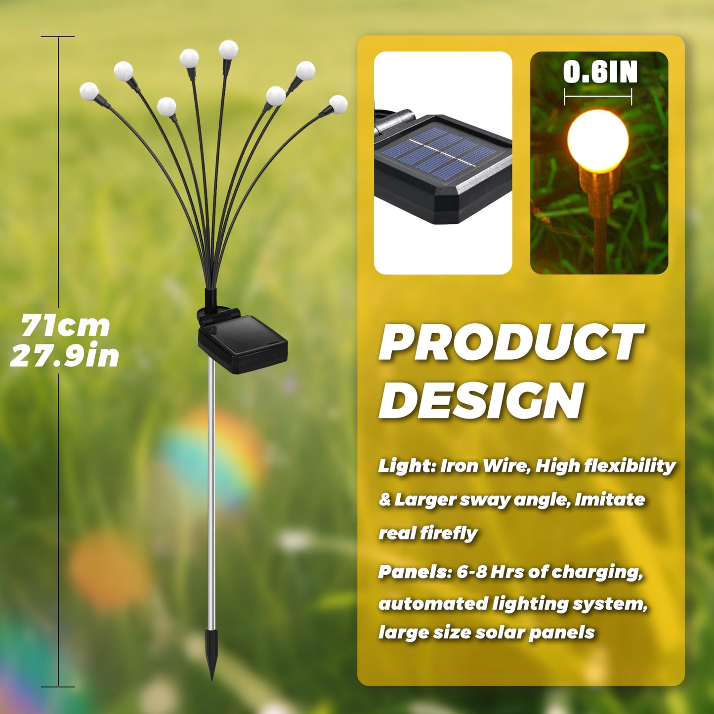 Solar Firefly Lights Outdoor,4Packs 32LEDs,Firefly Lights Outside for Garden Yard Patio Decor,Solar Outdoor Fairy Garden Light,Gardening Landscape Decor