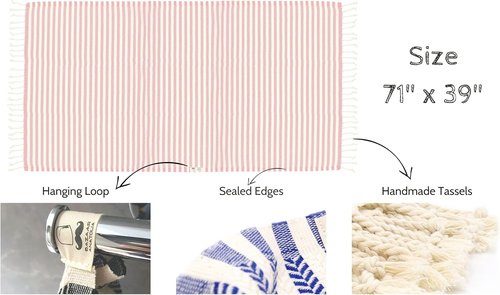 Bazaar Anatolia Turkish Beach Towel - 100% Cotton, Quick-Dry & Sand-Free | Oversized 71x39 Inches - Arpa Coral