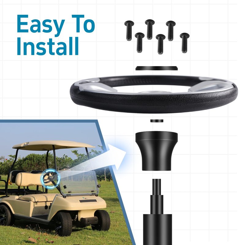 MIXOPOLY Golf Cart Steering Wheel Hub Adapter fits Club Car DS Model, Black and Anti-rust