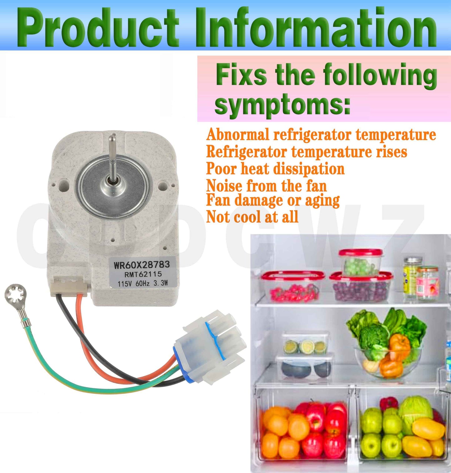 CDDCWZ (Upgraded) WR60X28783 Replacement for GE Refrigerator Evaporator Fan Motor - WR60X31522 PS12741350 AP6977246 4959523 SM10141 GE Refrigerator Parts - Fridge Fan Motor Replacement
