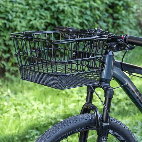 CXWXC Front Bike Basket with Handle– Detachable Bicycle Basket for Groceries, Commuting, Shopping – Heavy Duty Wire Basket with Mounting Kit for Beach Cruiser City Commuter