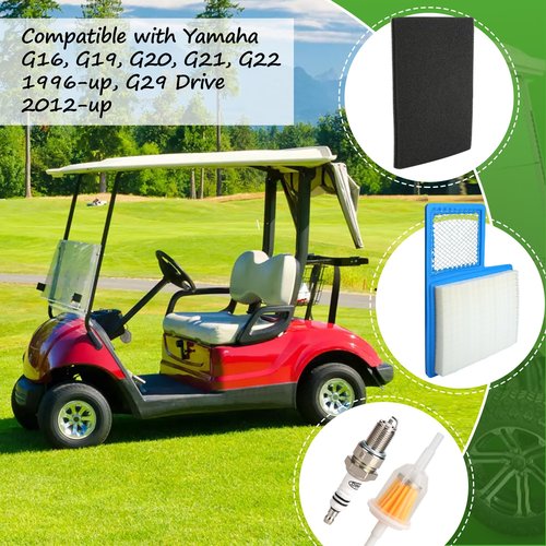 10L0L Golf Cart Tune Up Kit for Yamaha G16 G19 G20 G21 G22 G29 Drive Gas Vehicles 1996-up, with 301cc/357cc Engine Replace Air Filter JN6-E4450-00 JN6-E4450-01 JN6-E445E-00