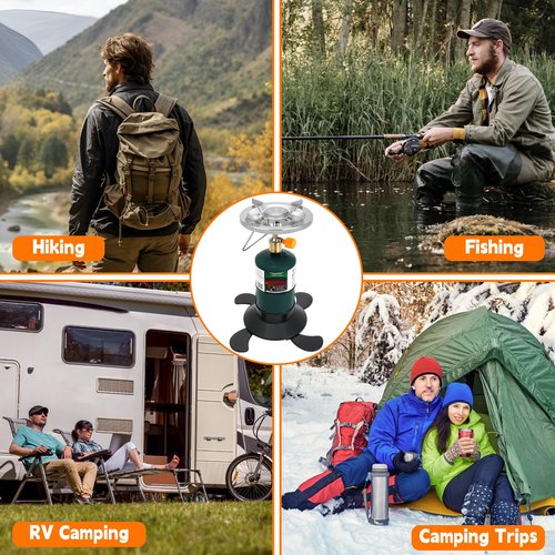 Camping Stove Propane, Portable Backpacking Cooker with Single Burner, Adjustable Flame, Foldable Base, Camp Stove Kit for Outdoor Cooking, Hiking, Emergency Essential (Fuel not Included)