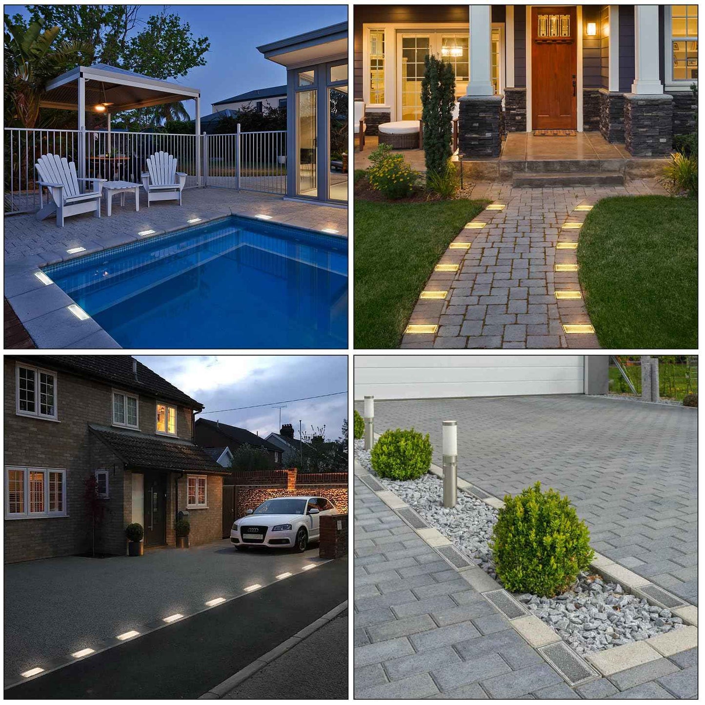 Solar Paver Lights 4x8 Inch, IP67 Waterproof Recessed Brick Pathway Lighting Outdoor for Driveway, Walkways, Patio, Garden, Pavers, Yard (2700K/4500K/6000K, 2 Pack)
