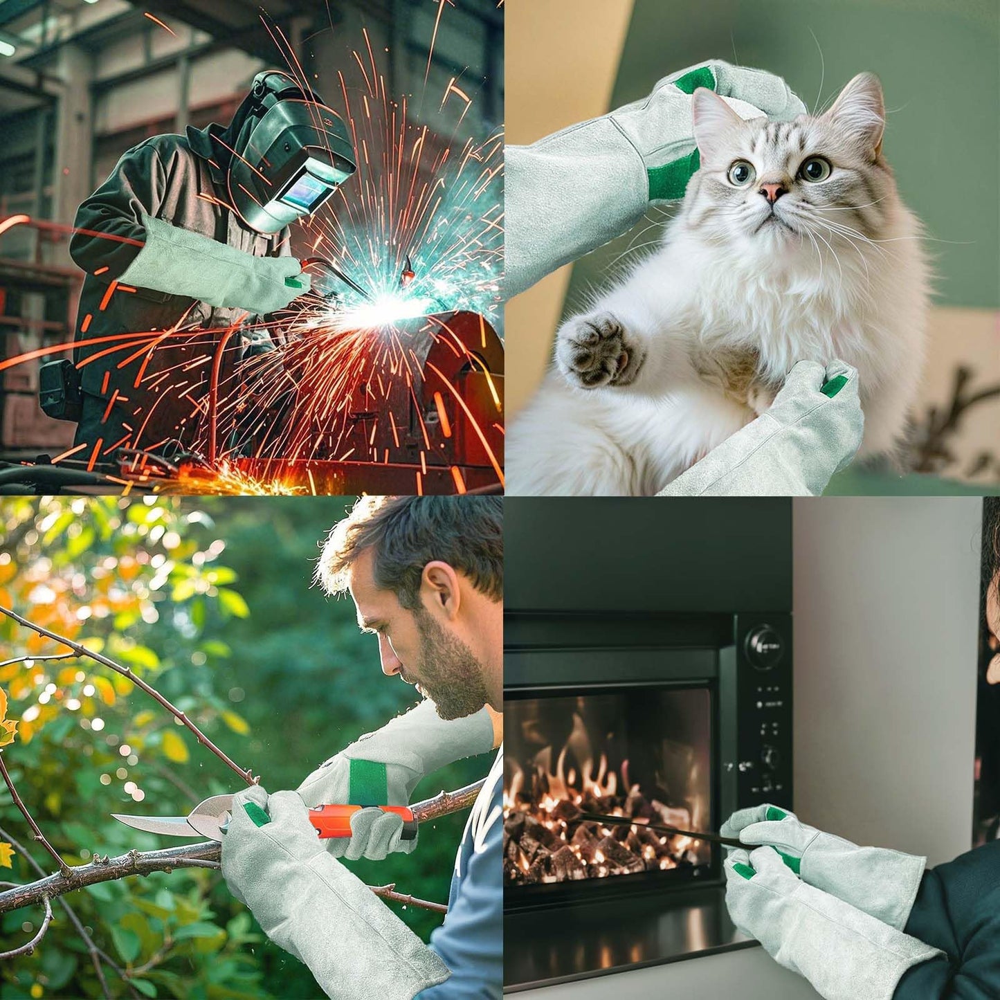 Maegragn Welding Gloves 16 Inches,Heat Resistant Oven Mitts, 932℉ - Fireproof Leather Work Gloves for bbq/Grill, Baking,Furnace,Stove,Pot Holder,Fireplace, Animal Handling, welding accessories.