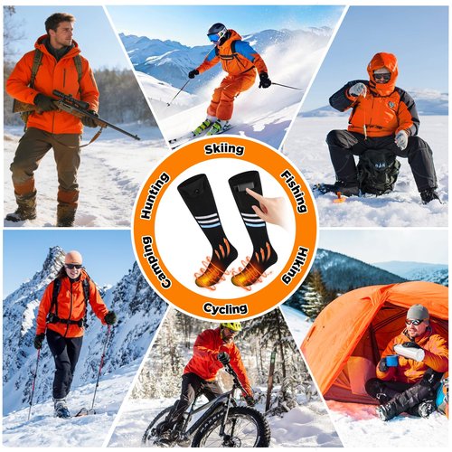 Heated Socks for Men Women with App Control, 6000mAh Upgraded Rechargeable Electric Heated Socks to 10 Hours, Washable Winter Foot Warmer Socks, 4 Heating Level, Outdoor Camping Skiing Hunting Hiking