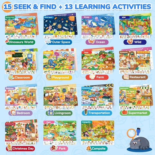 JoyCat Seek & Find Game Books - Engaging Preschool Learning Activity for Ages 3-5 | Perfect Travel Toy for Road Trips and Airplanes