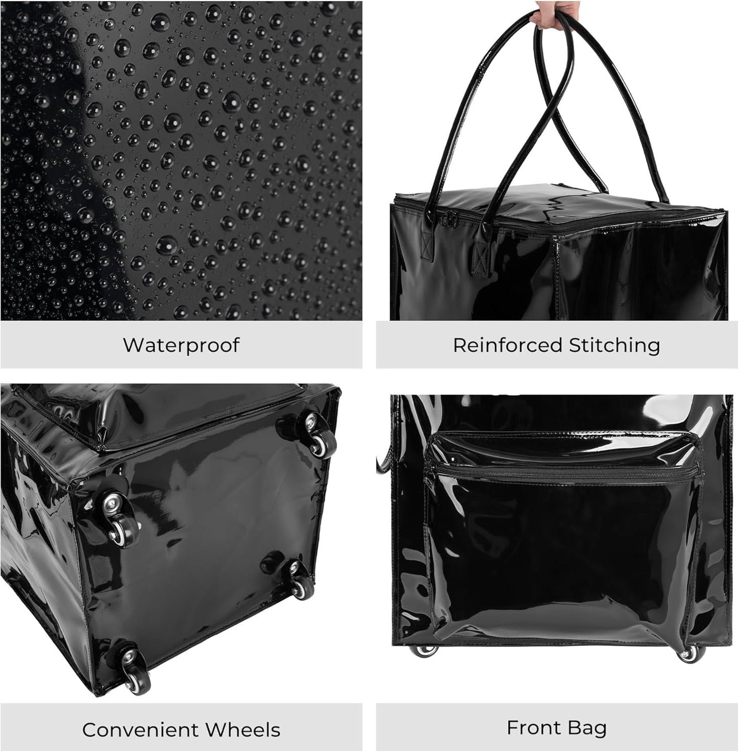 StorageWorks Grocery Cart - Rolling Tote Bag with Zipper Closure & Handles | Convenient Shopping Solution