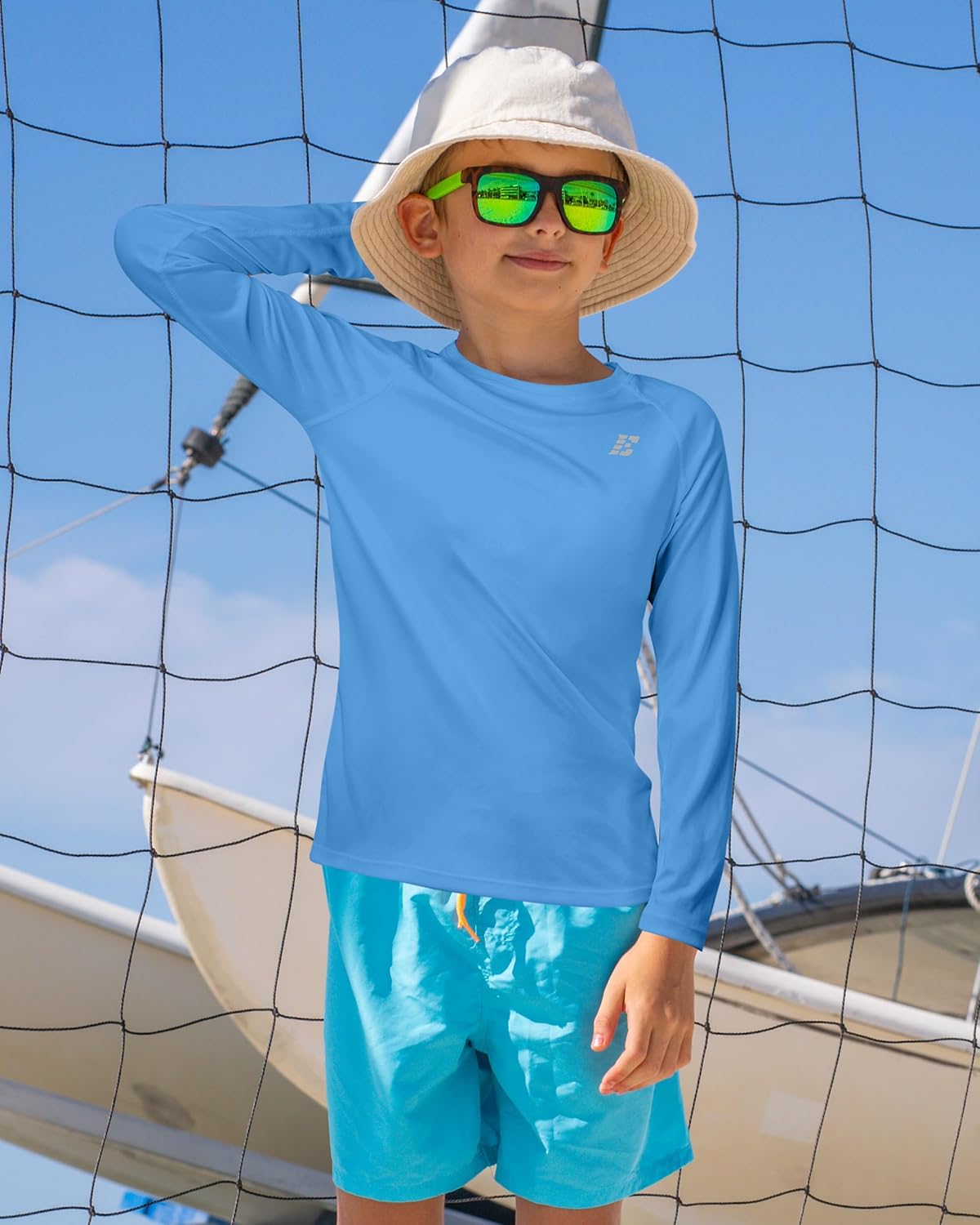 Skiennix UPF 50+ Boys Swim Shirt - Long Sleeve Rash Guard for UV Sun Protection | Ideal for Beach & Water Activities