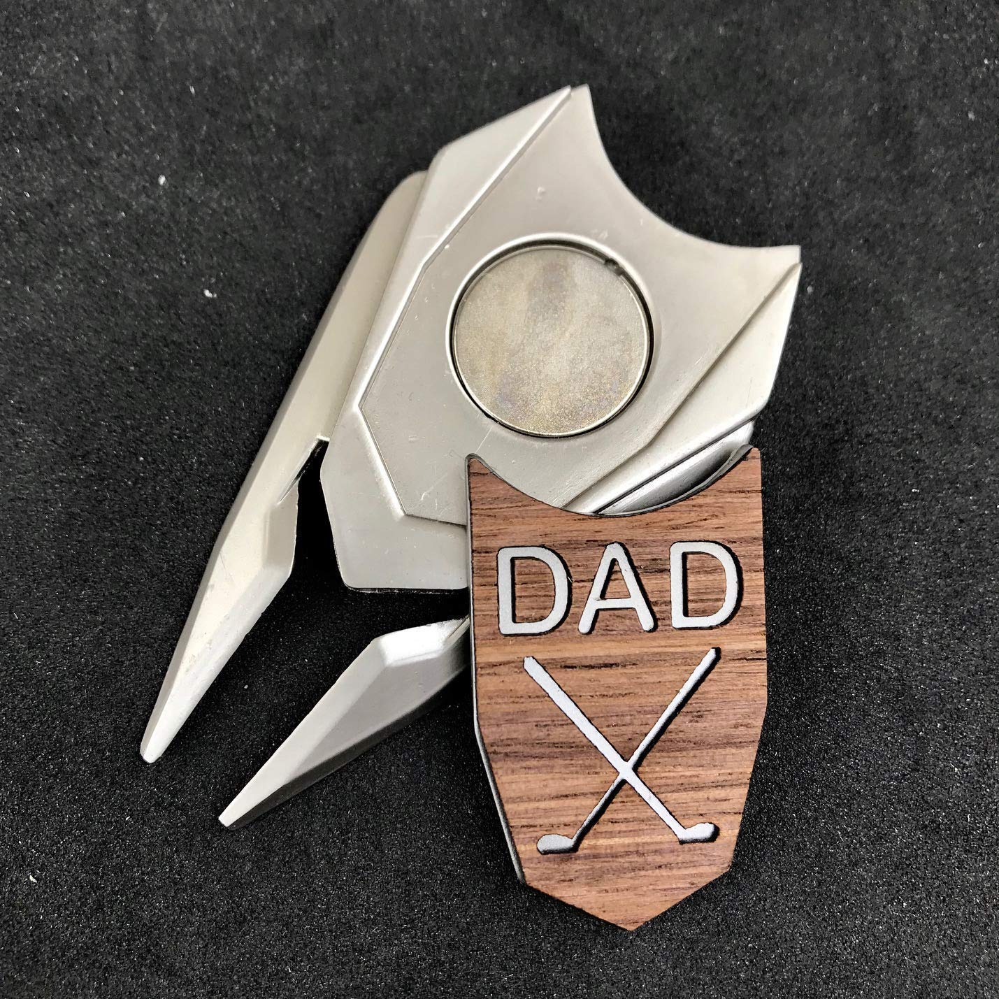 Golf Ball Marker Divot Repair Tool Personalized Custom Engraved Gift Real Wood Markers | Golfer Accessories (DAD Golf Ball Marker)