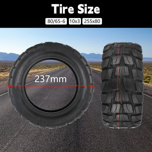 80/65-6 Off Road Tubeless Tire, 10x3 255x80 10 Inch Electric Scooter tire, With Tire Air Valve, for Nanrobot D4+/D5+/D6+/Apollo Pro/Varla Eagle One Electric Scooter