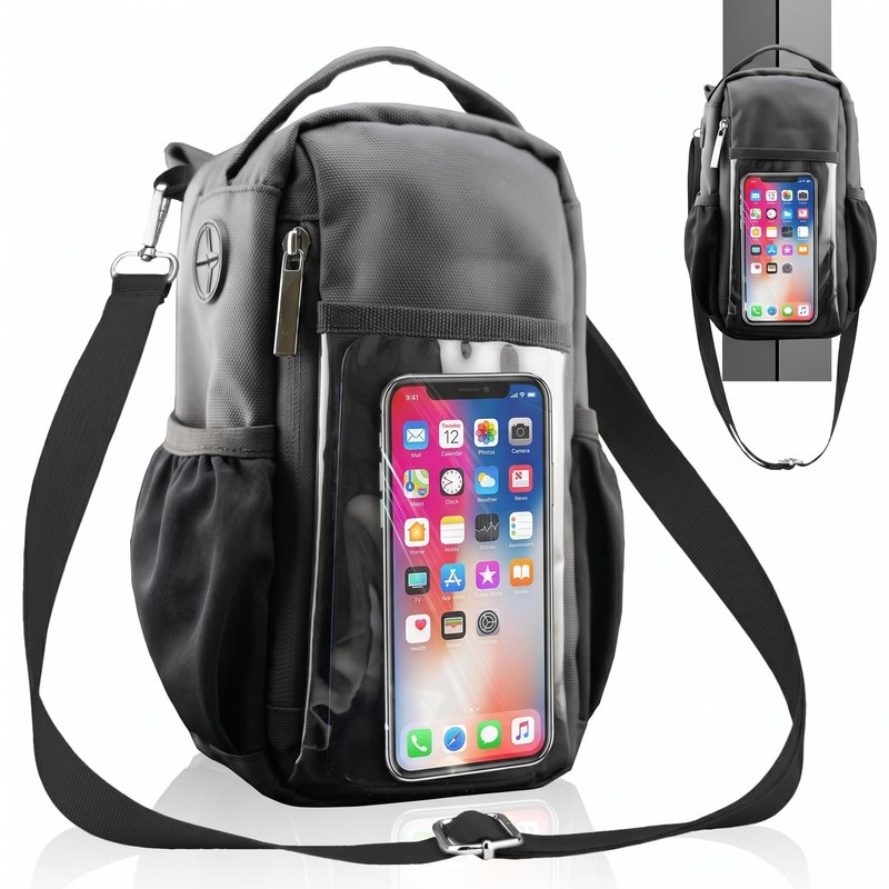 TOUGHMATE Magnetic Gym Water Bottle Bag with Strong Magnet Holder for Men and Women, Small Carrying Pouch for Phone Keys and Earbuds, Secure Metal Attachment for Gym and Sports Use - Black
