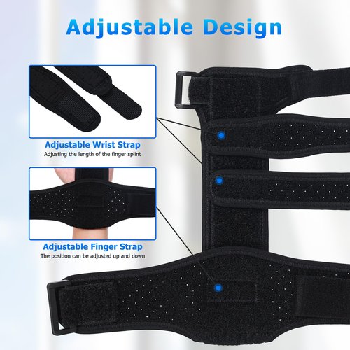 Fanwer 2 Finger Splint, Reversible Trigger Finger Splint, Adjustable Length Finger Brace, Knuckle Straightening Immobilizer for Broken Finger, Arthritis, Mallet Finger, Sprains, Tendonitis