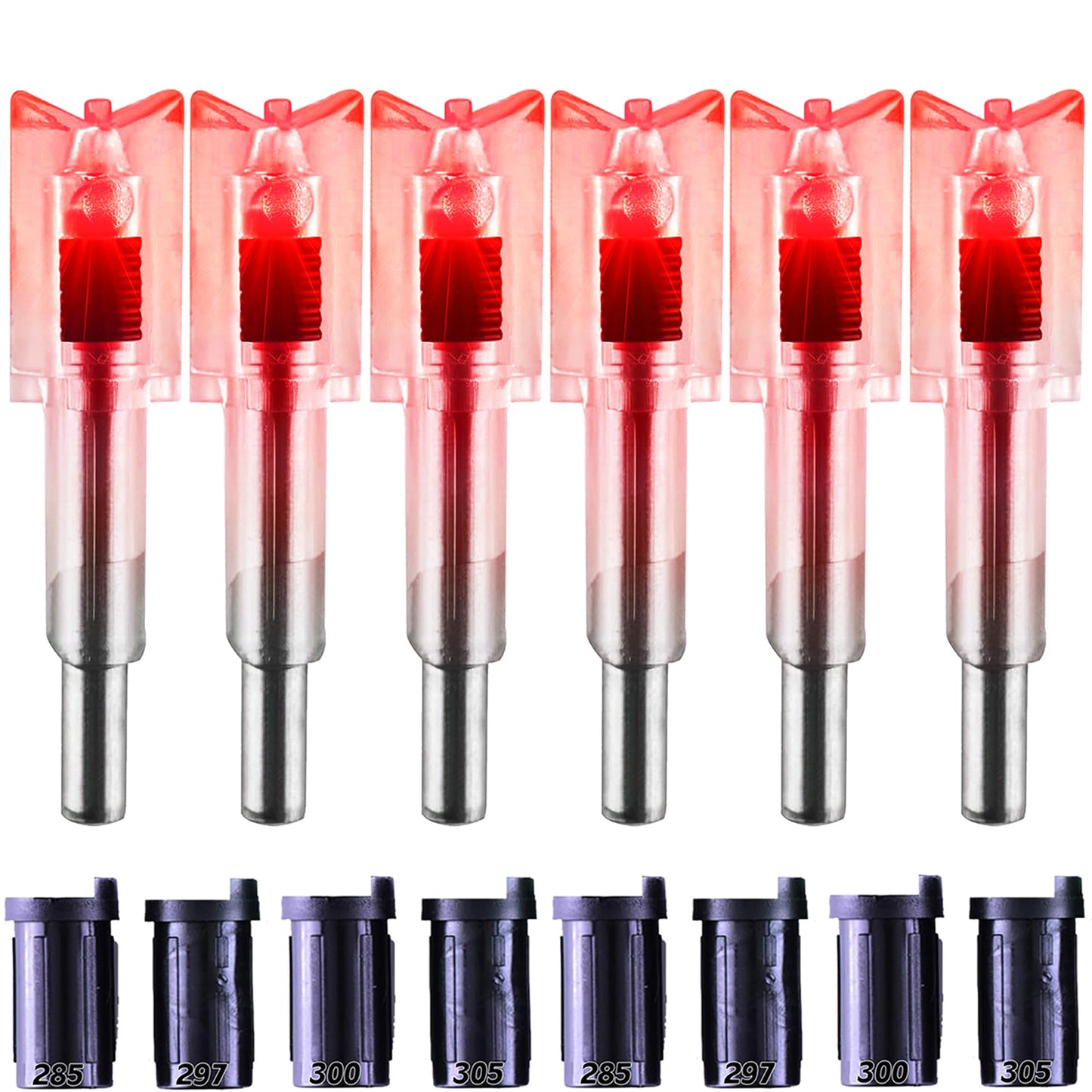 KEAUP 6/3 Pack Lighted Nocks for Crossbow Bolts with .285”/.297”/.300”/.305” Bushings High-Visibility Crossbow Lighted Nocks, On/Off Switch Included