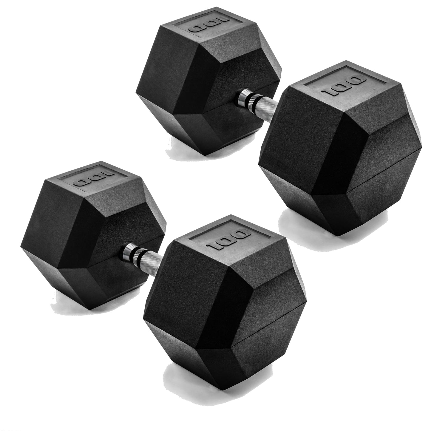 CAP 100 LB Rubber Coated Hex Dumbbell Weight, Rubber Free Weights for Home Gym Strength Training, Chrome Handle, Pair