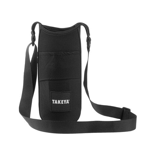Takeya Hydrotex Easy Grip Bottle Sling - Water Bottle Carrier with Strap & Pockets - Bag Fits 32 oz & 40 oz Bottles - Great for Pickleball & Tennis Courts - Durable Bottle Bag with Carabiners