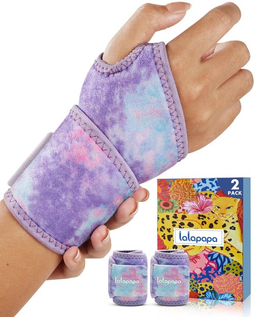 Lalapapa 2 Pack Wrist Brace for Women, Adjustable Fits Both Right & Left Hands for Night Support Tendonitis Carpal Tunnel Arthritis Lifting Arthritis Tennis Sprained Typing Sports, Tie-Dye Print