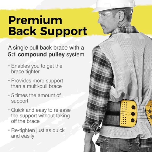 BaxMAX Adjustable Back Brace with 5-to-1 Compression Pulley System for Lumbar Support & Back Pain - Immediate Relief from Sciatica, Scoliosis, Bulging/Herniated Disc - Lightweight/Breathable, Large
