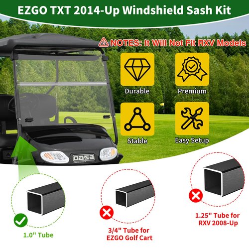 Cartalia EZGO TXT 2014-up Windshield Retaining Clips Kit with Screw Bolts, Golf Cart Windshield Mounting Sash Clips Replacement Only Fit 1"x1" Front Struts Rail for EZGO TXT 2014+ Gas/Electric Models