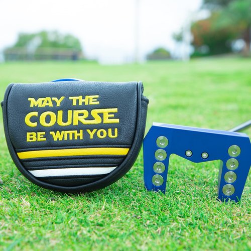 Golf Headcovers Golf Club Head Covers Elegant Embroidery Premium Leather Driver Headcovers May The Course Be with You Fairway Wood Head Cover Hybrid Covers Putter Covers (for OZ1 Mallet Putter(1pcs))