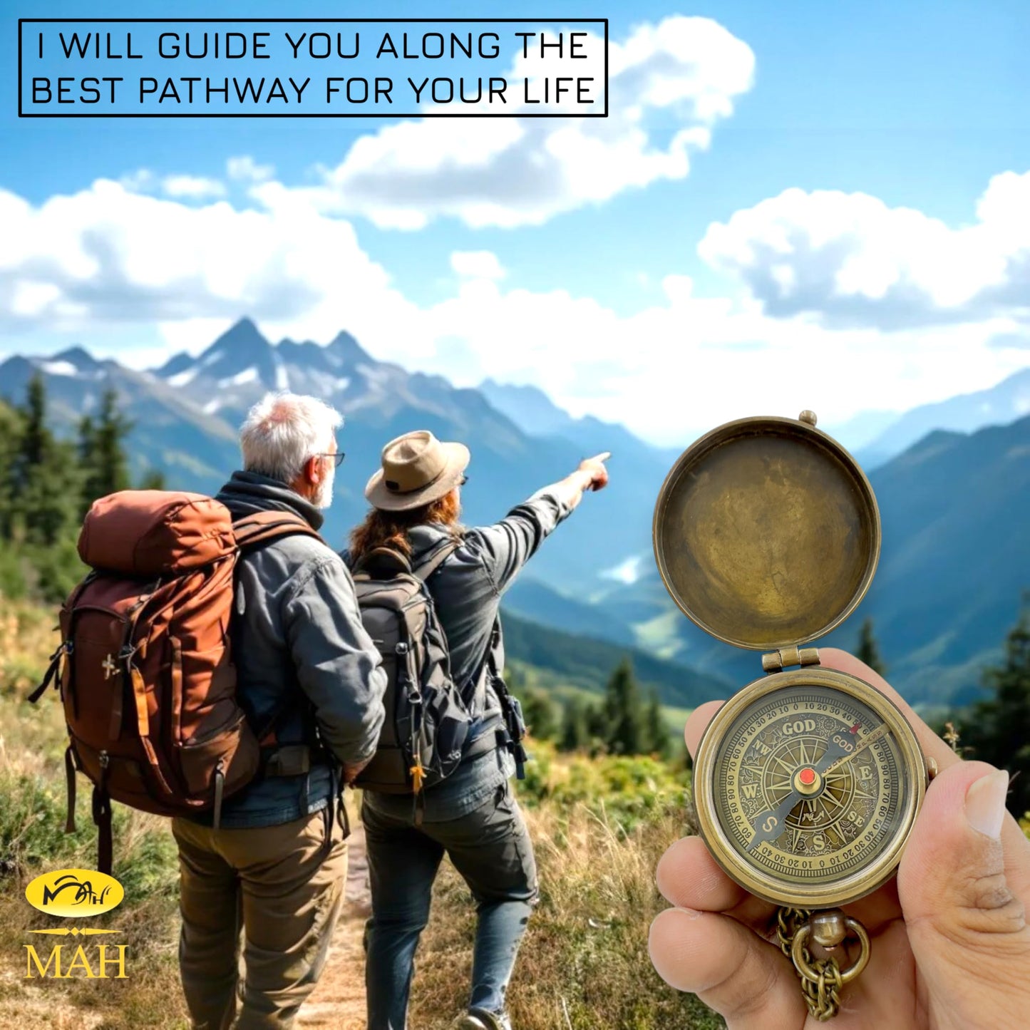 Bible Verse Brass Compass – “Be Strong and Courageous” (Joshua 1:9) | Christian Gift for Graduation, Baptism, Confirmation – Religious Keepsake for Boys, Girls, Teens, Men, Pastors & Church Events