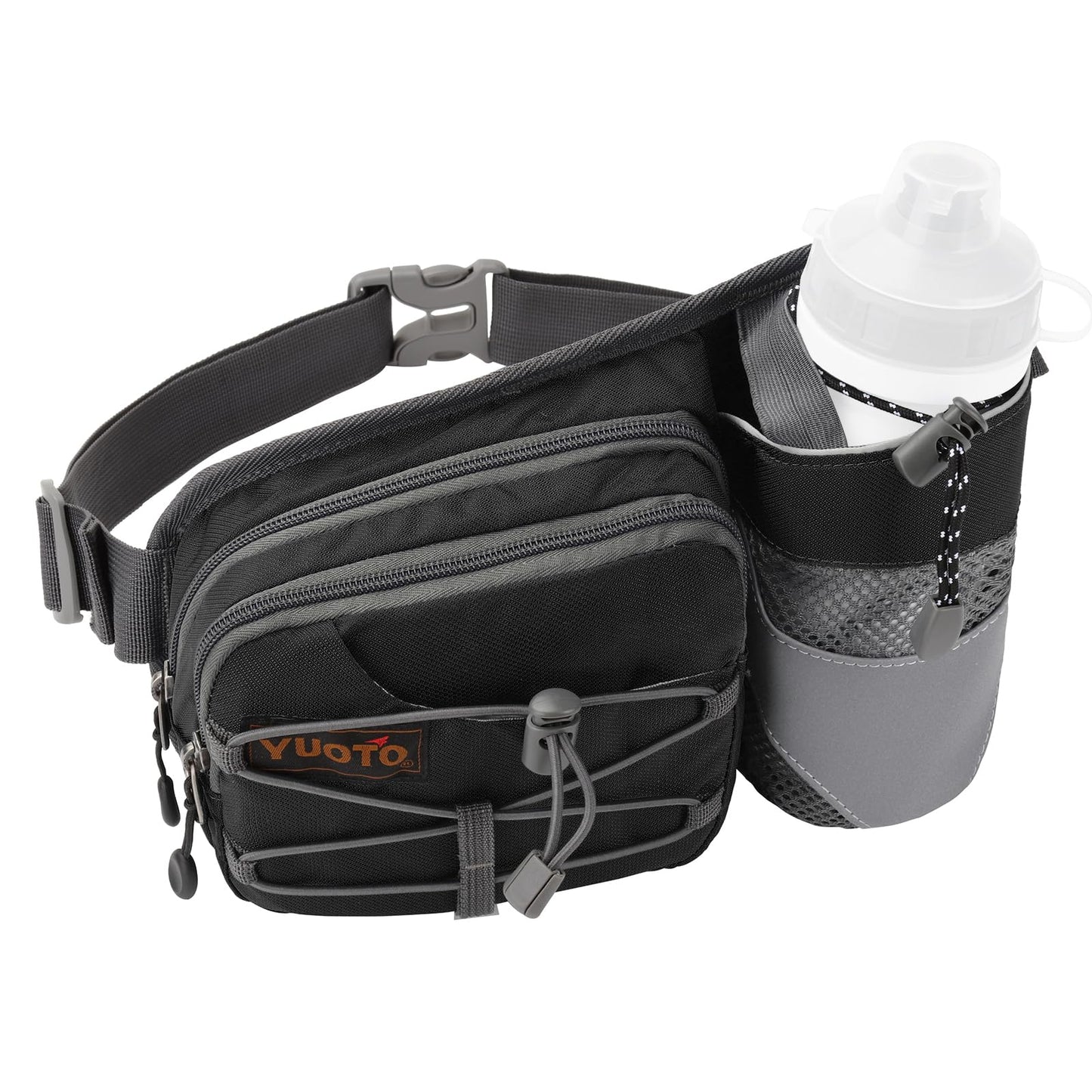 YUOTO Outdoor Fanny Pack with Water Bottle Holder for Walking Hiking Hydration belt Waist Bag - Water Bottle is Not Included