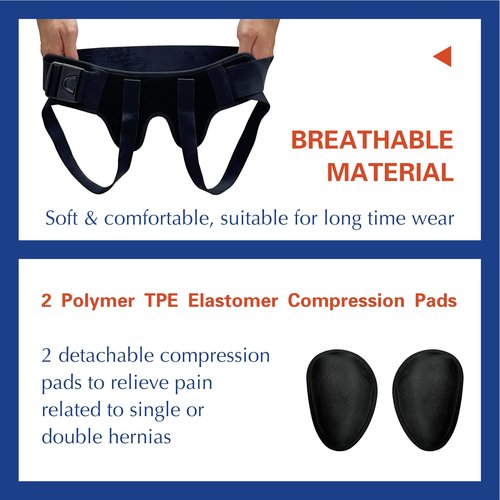 ACMELOOK Inguinal Hernia Belt for Men&Women with Quick-release Locking Buckle Adjustable Double-Sided Support with 2 Removable Pads, Breathable support Truss for Groin strain&Pain Relief (Medium)