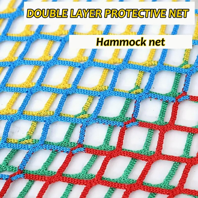 PSYCHEJOYS Climbing Cargo Net, Double Layers Playground Safety Net, Rope Bridge Nets, Small Aperture Hammock Net, for Treehouse,Obstacle Training,Back Yard(Size:1x3m)