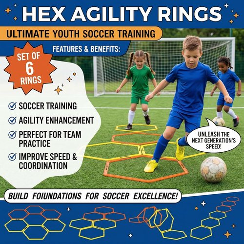 Japard Hex Agility Rings - Speed Training & Footwork Drills | Includes Carrying Bag